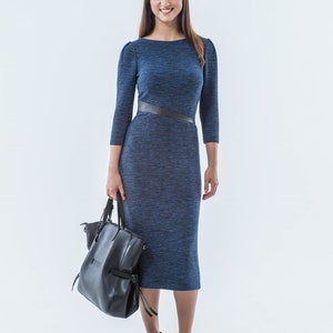 Robes pour femmes Robe midi décontractée Robe décontractée bleue, LANGA image 4