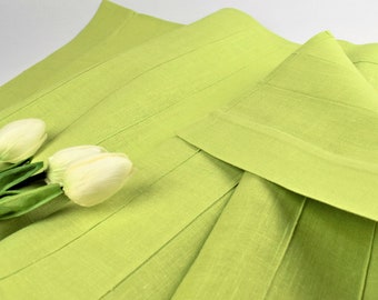 Lime green table runner linen table centerpiece chartreuse table topper MdSt-2p-Des3-R-1c