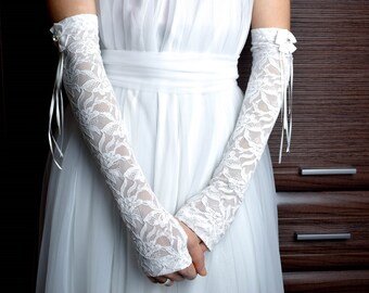 Lace fingerless gloves, bridal gloves, wedding ivory fingerless gloves, FG40-3LD