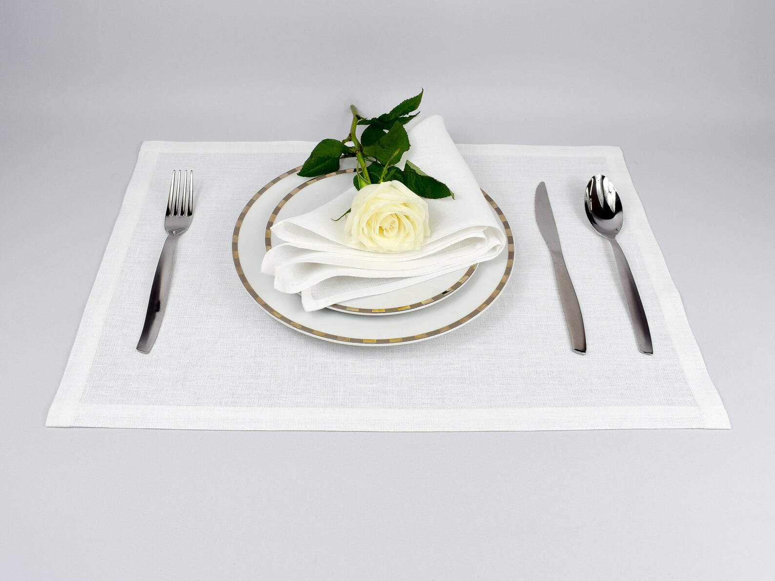 White linen placemats cloth napkins modern placemats WHITE Etsy