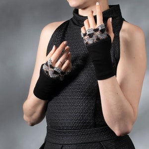 Black fingerless gloves arm warmers linen lace festival women&#39;s mittens Renaissance gloves, WRW16-JL4