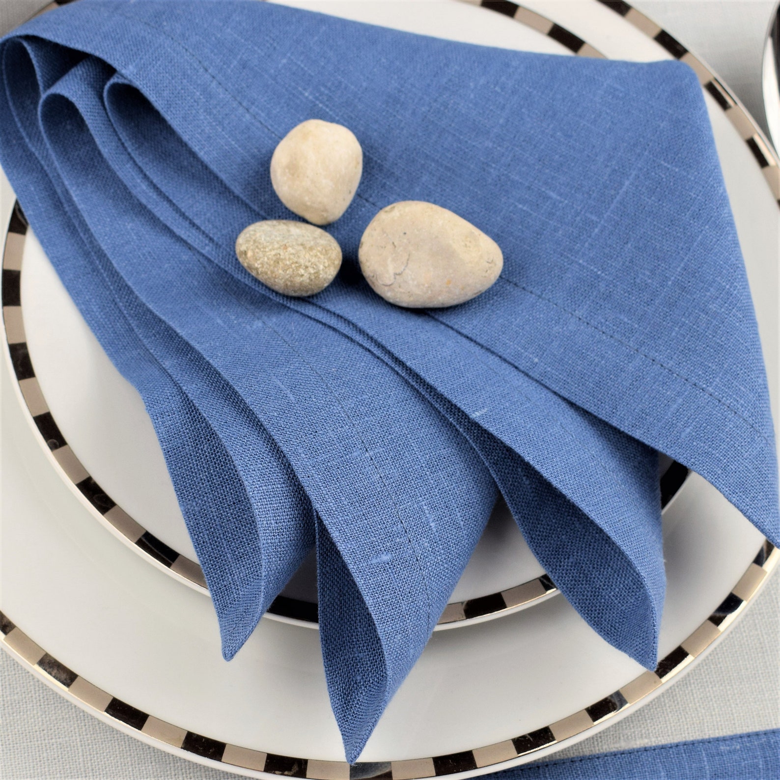 Blue linen placemats cloth napkins placemats sets Etsy