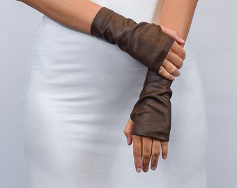 Guantes de cuero sin dedos, calentadores de brazos de piel sintética para hombres y mujeres, ferias medievales, LARP