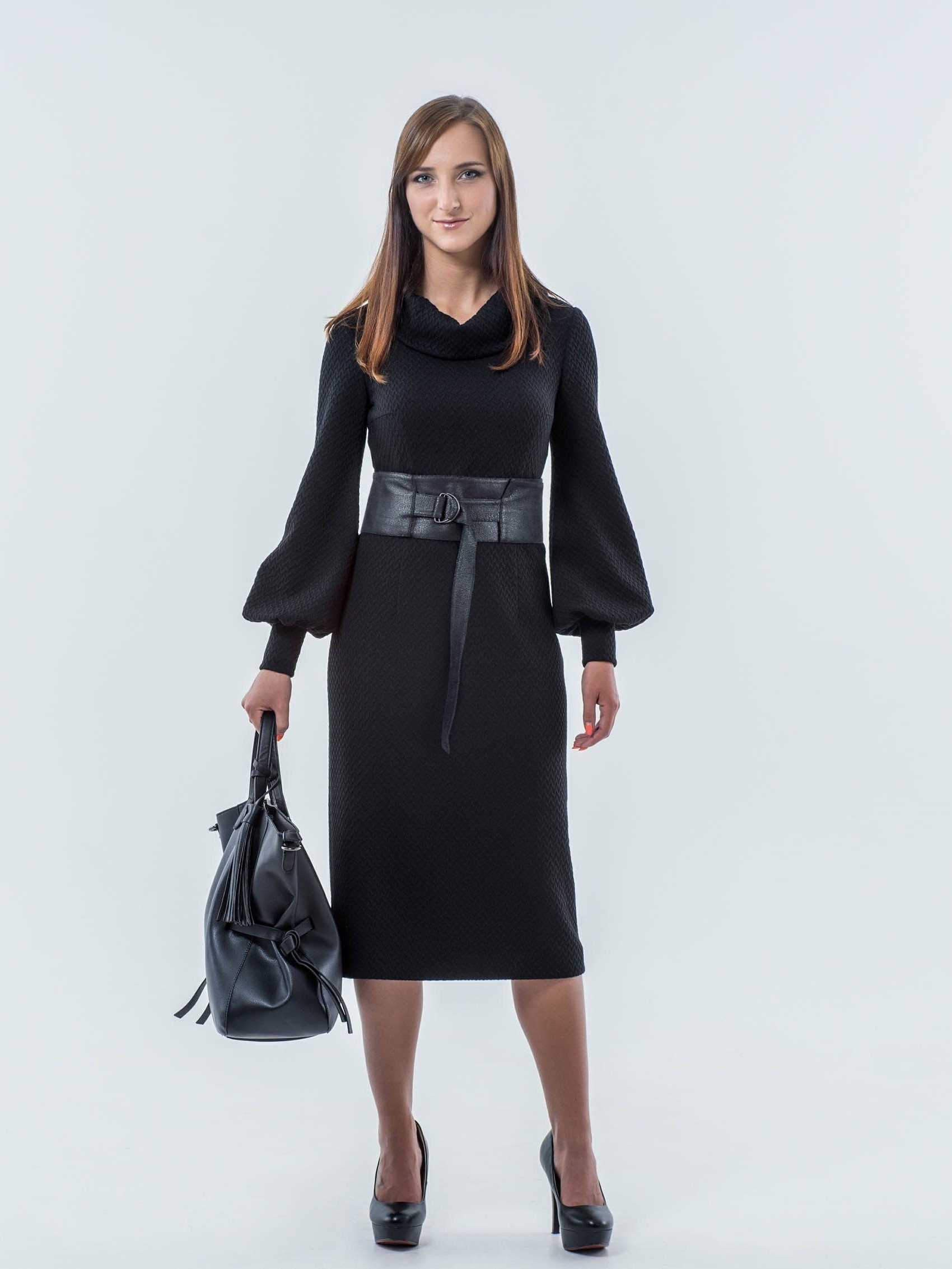 black midi work dress