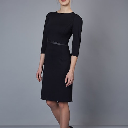 Pencil Dress, Elegant Office Dress, Black Casual Outfit With Faux Leather  Element, LIRA - Etsy