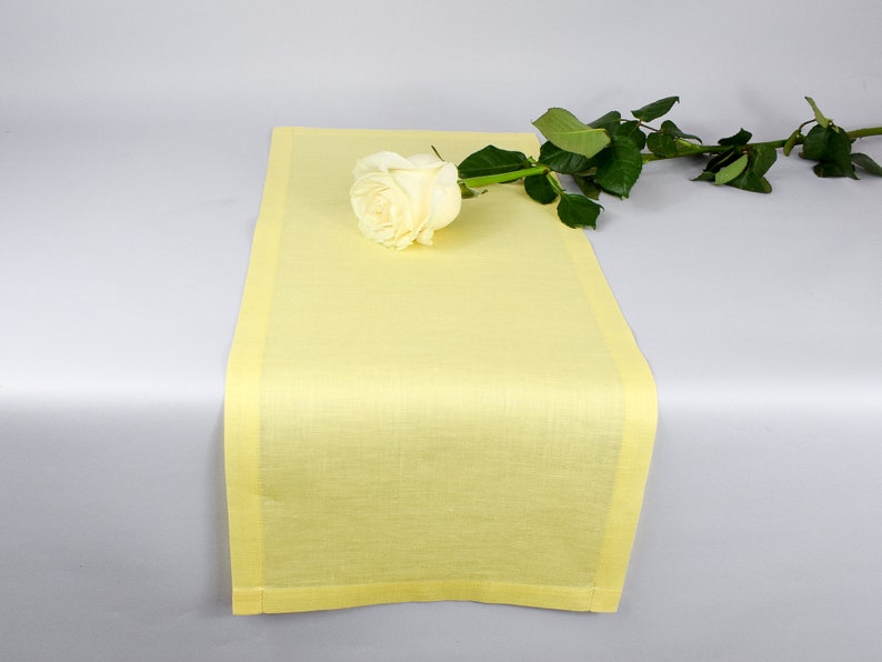 Yellow linen small table runner coffee table top 16 Etsy