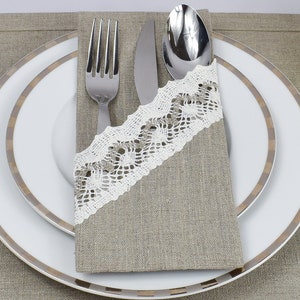 Cutlery pockets cutlery holders silverware bags NATURAL