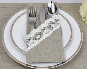 Cutlery holders cutlery bags silverware pockets NATURAL GREY