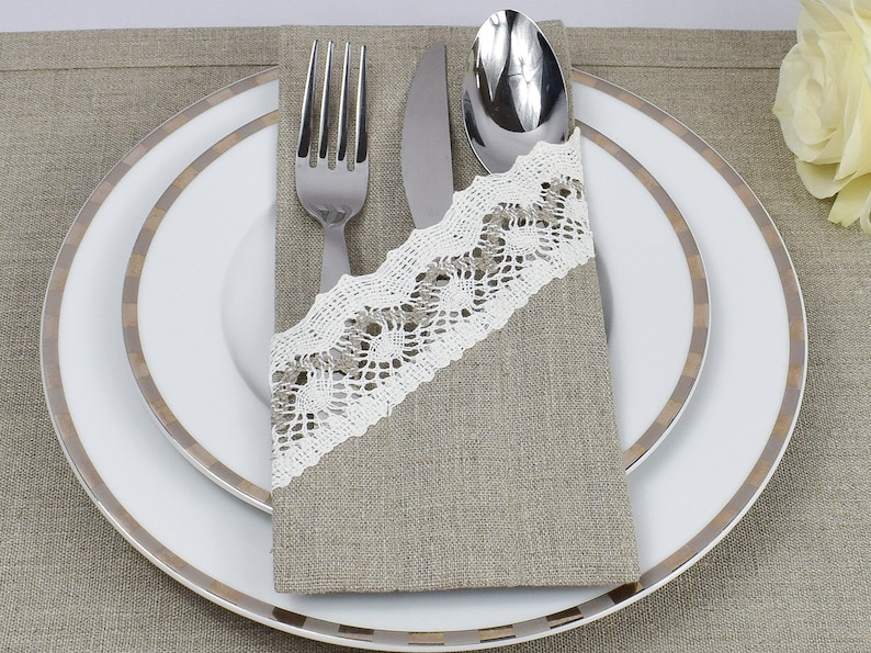Cutlery Holders Cutlery Bags Silverware Pockets NATURAL GREY Etsy UK