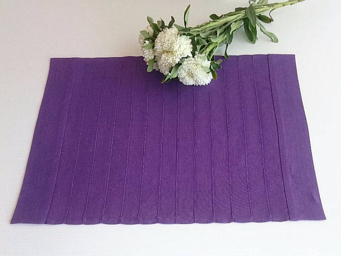 Purple Small Short Table Runner Modern Farmhouse Linen Etsy