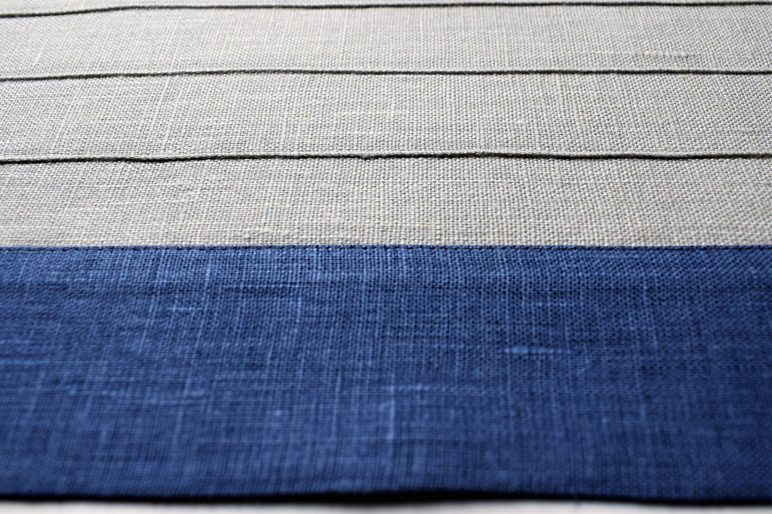 Grey Linen Decorative Small Table Runner Blue Modern Short Etsy