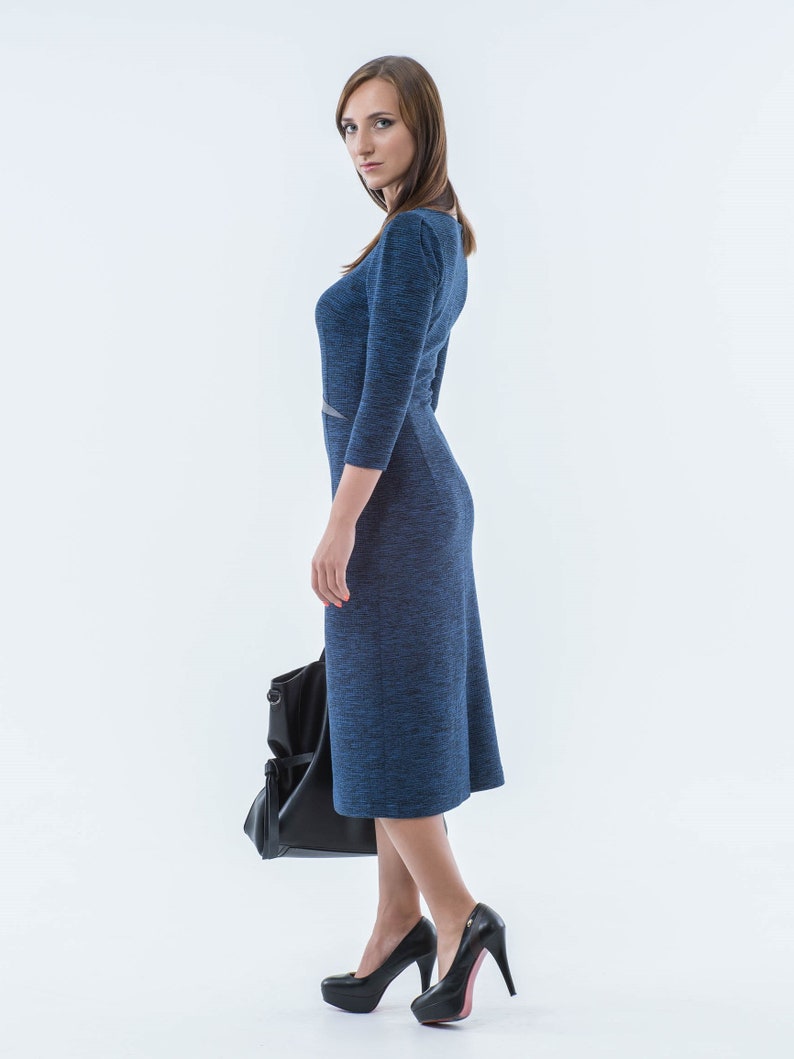 Robes pour femmes Robe midi décontractée Robe décontractée bleue, LANGA image 6