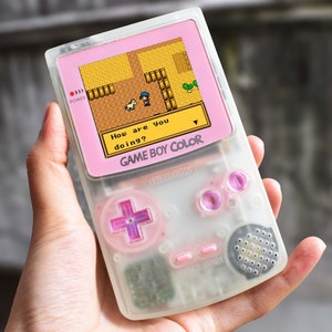 Usa Tariffs Included - Retro Pixel IPS Q5 Game Boy Color  Nintendo GBC  Milky White Glow In Dark Shell Cool Opal Buttons