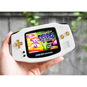 Usa Tariffs Included - IPS v5 Screen GBA Nintendo GameBoy Advance Cream White Shell with Metalic Gold Buttons