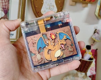 Usa Tariffs Included - IPS V5 GBAsp  Nintendo GameBoy Advance SP Mirror Clear Shell Charizard Comic