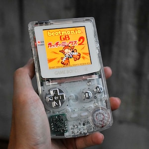 Retro Pixel IPS Q5 Game Boy Color   Nintendo GBC Plus Extra Mods Crystal Clear Shell Metal Effect Buttons