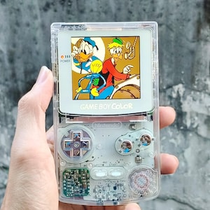 Aranceles estadounidenses incluidos - Retro Pixel IPS Q5 Game Boy Color Nintendo GBC Carcasa transparente Botones con efecto metálico