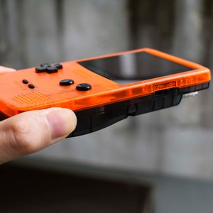 Funnyplaying Retro Pixel IPS Q5 Game Boy Color With Laminated Lens Nintendo GBC Plus Extra Mods CLear Orange And Clear Black