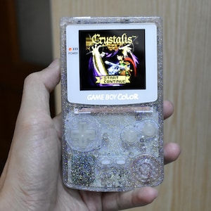 Retro Pixel IPS Q5 Game Boy Color  Nintendo GBC Plus Extra Mods Glitty Glow In The Dark Buttons