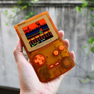 Retro Pixel IPS Q5 Game Boy Color   Nintendo GBC Plus Extra Mods Clear Orange