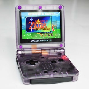 Backlit IPS GBAsp Mod Nintendo GameBoy Advance SP Atomic Purple Glass Lens