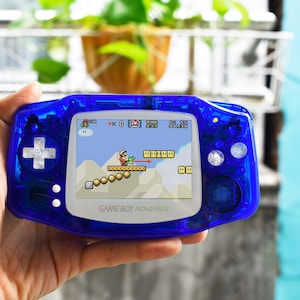 Extra Mods And IPS Backlit LCD GBA Mod Nintendo GameBoy Advance Crystal Clear Royal Blue