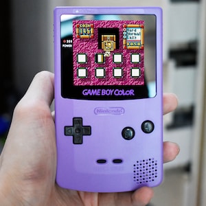 Funnyplaying Retro Pixel IPS Q5 Game Boy Color With Laminated Lens Nintendo GBC Plus Extra Mods Purple Orchid