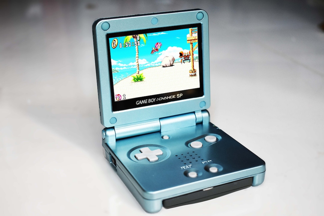 Backlit IPS Gbasp Nintendo Gameboy Advance SP Pearl Blue