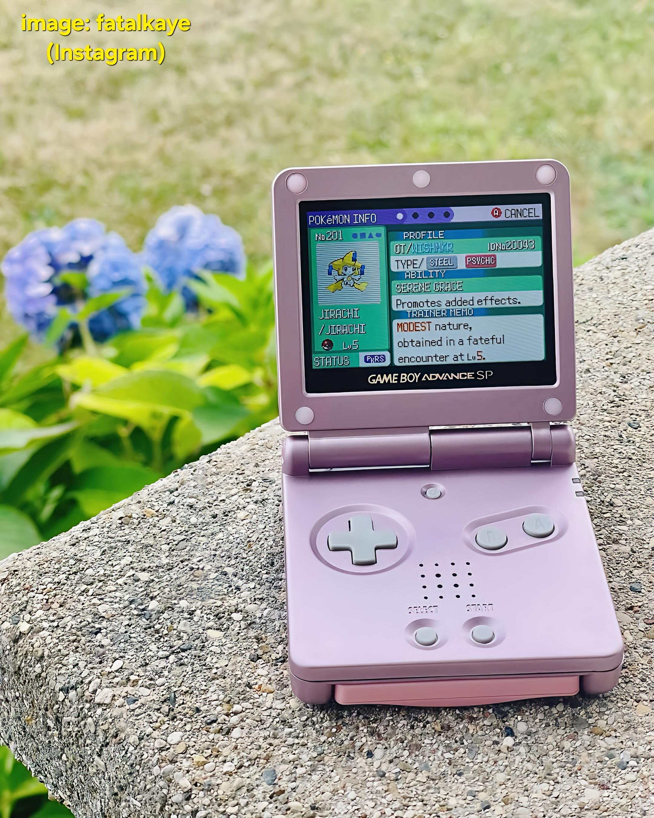 Backlit IPS GBAsp Mod Nintendo GameBoy Advance SP Pearl Pink White Buttons