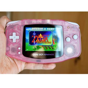 USA-Tarife enthalten - IPS v5-Bildschirm GBA Nintendo GameBoy Advent Translucent Pink Shell Grey Buttons