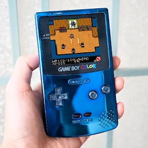 Retro Pixel IPS Q5 Game Boy Color   Nintendo GBC Plus Extra Mods Blue Chrome Effect