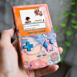 Funnyplaying Retro Pixel IPS Q5 Game Boy Color With Laminated Lens Nintendo GBC Plus Extra Mods Gyarados In The Ocean