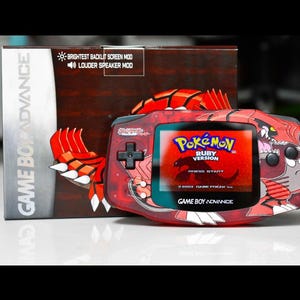Extra Mods And IPS Backlit LCD GBA Mod Nintendo GameBoy Advance Groudon Edition
