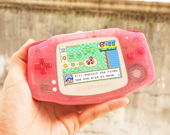 Extra Mods And IPS Backlit LCD GBA Mod Nintendo GameBoy Advance Shiny Clear Pink Shell