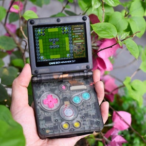 Backlit IPS GBAsp Mod Nintendo GameBoy Advance SP Candy Colorful In Translucent Black