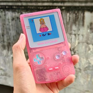 Aranceles de EE. UU. incluidos - Pantalla OLED AMOLED Game Boy Color Nintendo GBC Espejo Transparente Carcasa Rosa Botones Opal Geniales