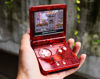 Usa Tariffs Included - Backlit IPS GBAsp  Nintendo GameBoy Advance SP Mirror Clear Red