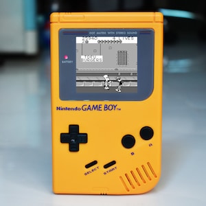 Extra Mods Full Size Backlight IPS LCD Nintendo Game Boy DMG Yellow Shell Black Buttons