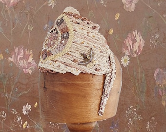 Crown/headpiece/tiara of braided and embroidered raffia