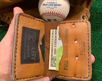 Vintage Mocaby Baseball Glove Wallet, Handmade Leather 2-Pocket