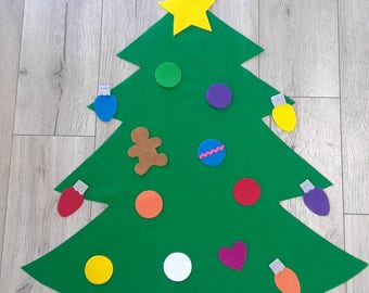 Felt Christmas Tree - Sewn and Hand Cut NO GLUE!!! Perfect for Toddlers and Preschoolers
