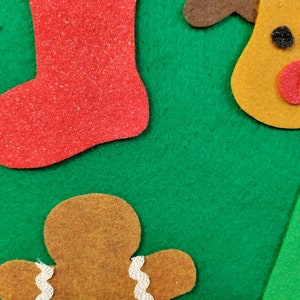 Felt Christmas Tree Sewn and Hand Cut NO GLUE Perfect for Toddlers and Preschoolers, kids christmas tree with ornaments,felt xmas tree image 4