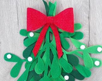 Mistletoe,Felt Mistletoe,Christmas Decor,Hanging Felt Mistletoe,Hostess,Mistletoe Ornament,Holiday Decor,Wine Gift,Holiday decor,Ornament