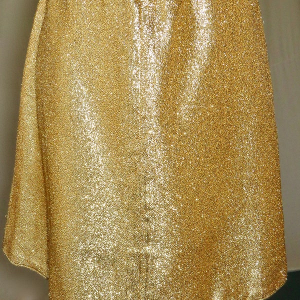 2 faldas línea A originales de Space Age años 60, tejido sintético plateado y dorado con cremalleras traseras.
