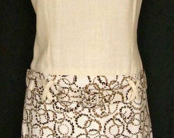 1960's original linen dress classic geometric op art design