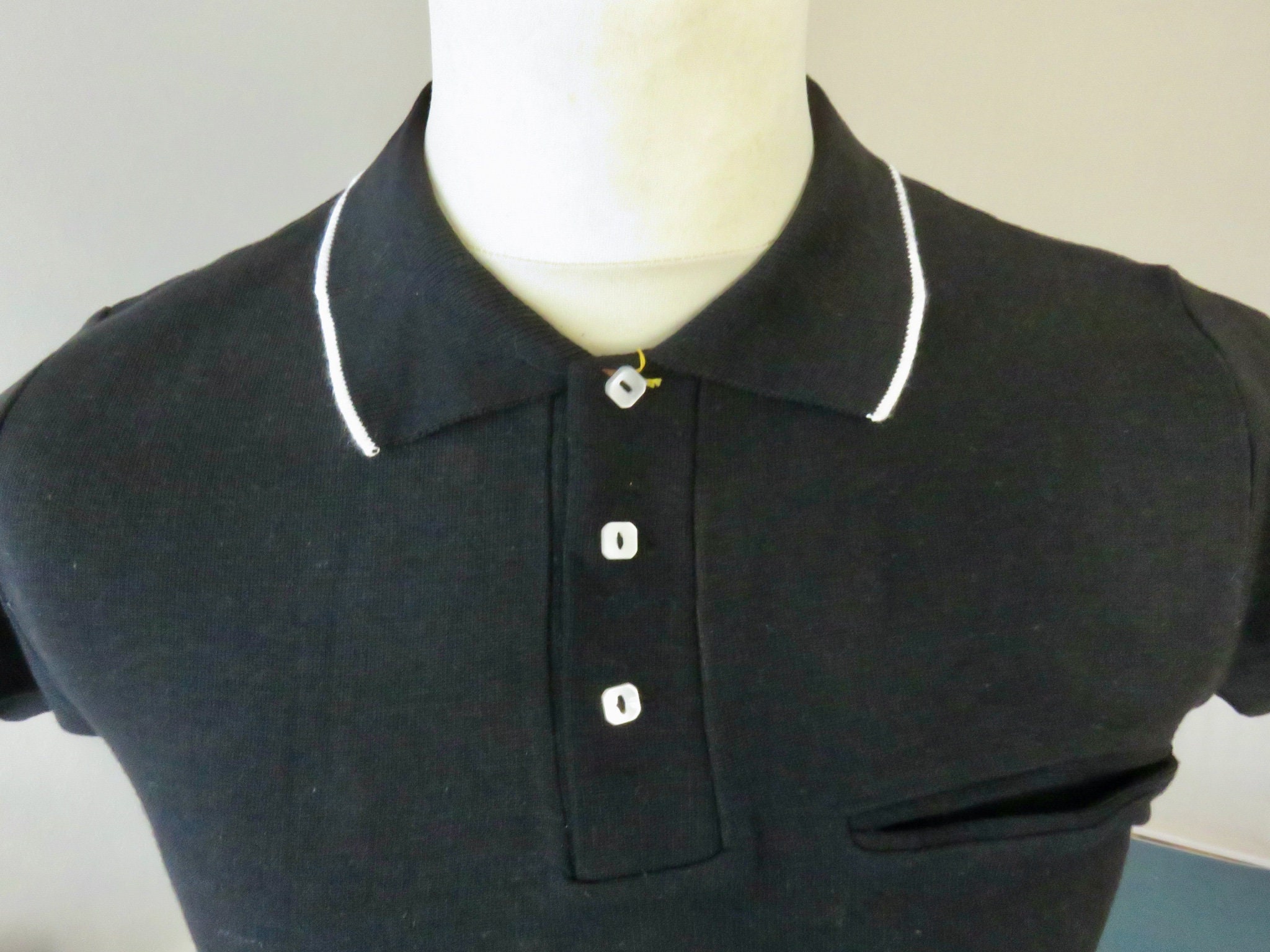 STONE  ブラック ポロシャツ REGULAR 60s polo shirt - Etsy 日本