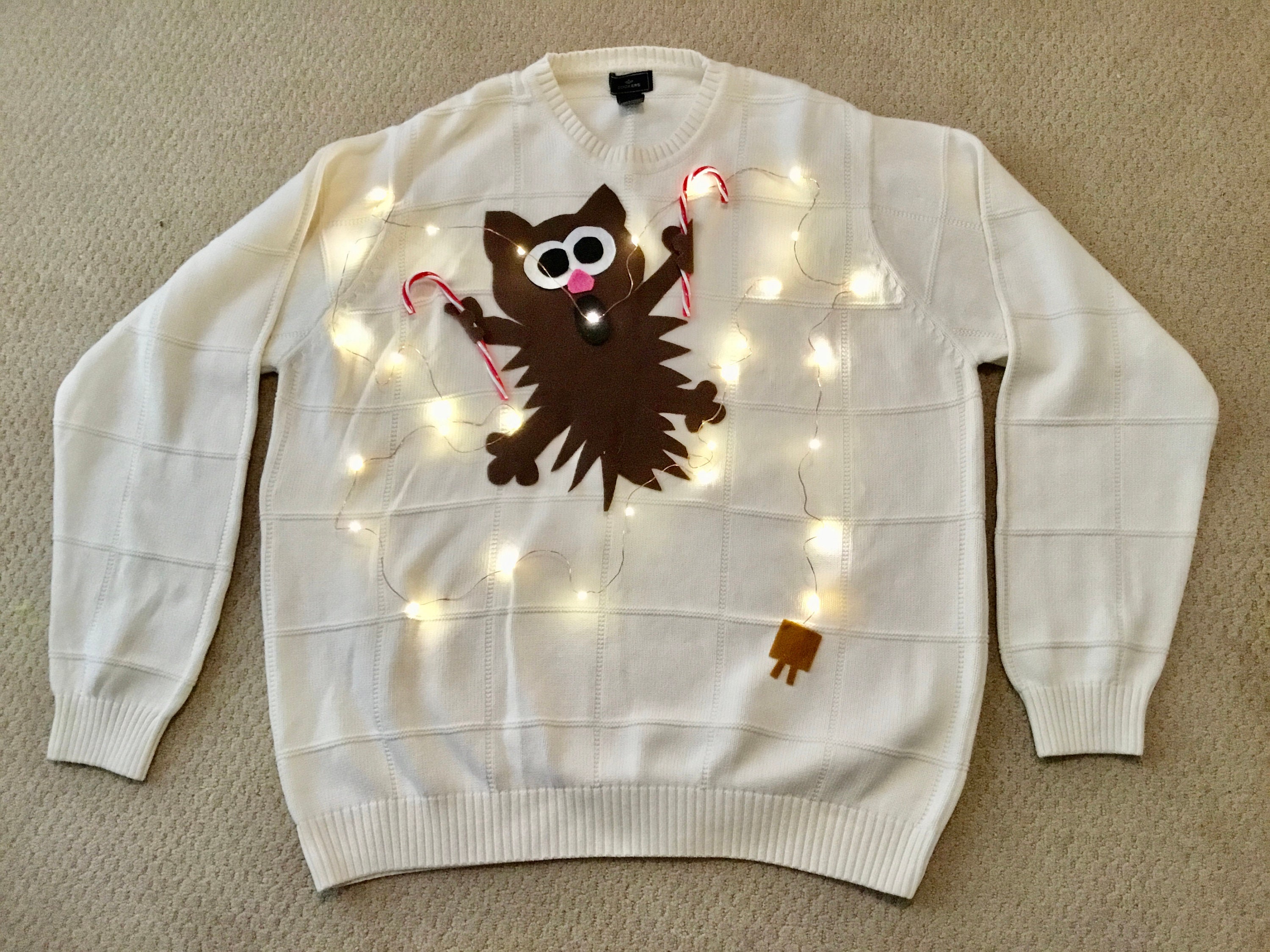 UGLY CHRISTMAS Sweater Kitty Cat With Lights One of A Kind - Etsy