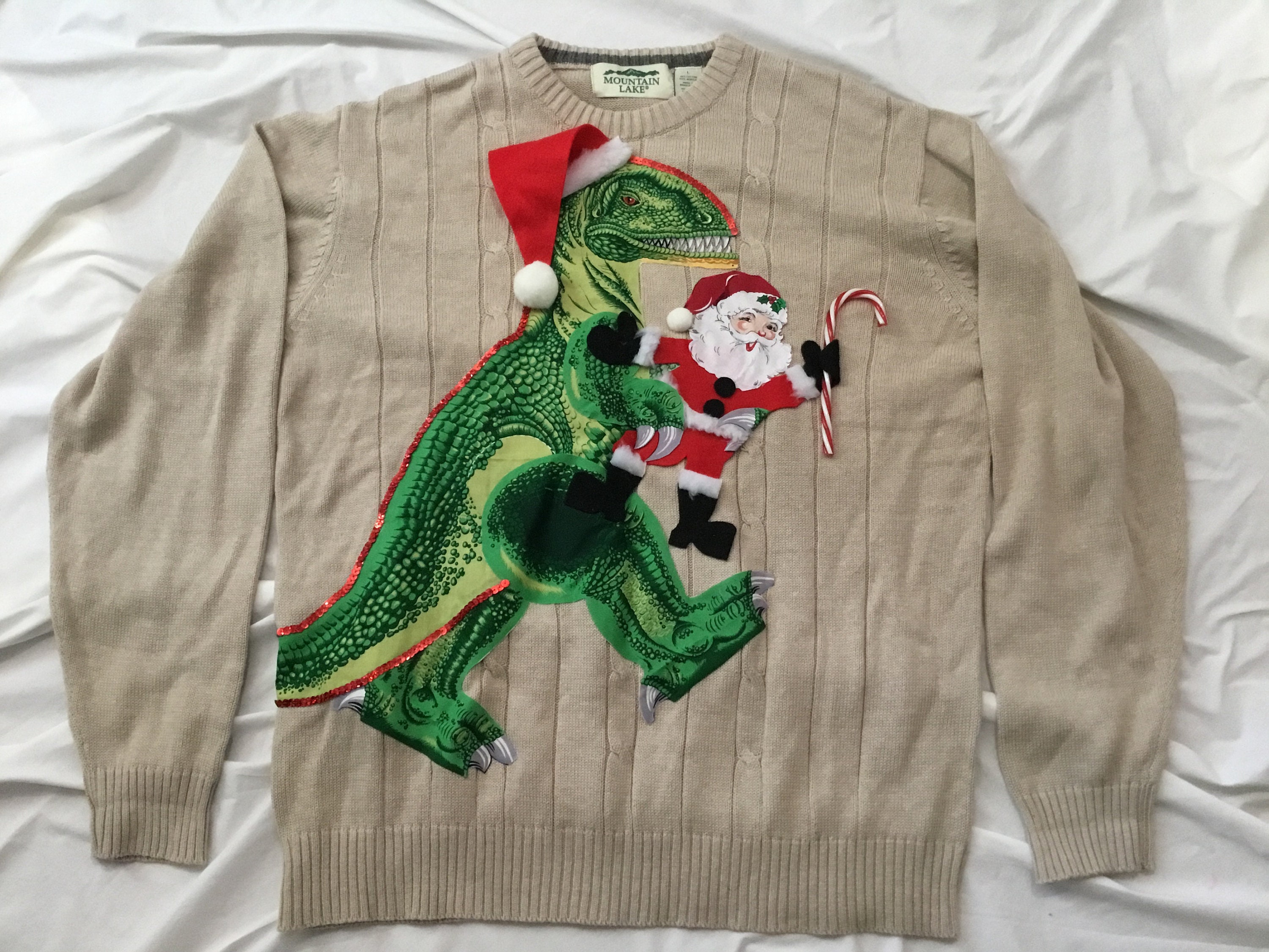 3D T-Rex Ugly Christmas Sweater - Costume Agent - T-Rex Plush Sweater