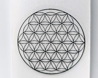 NEW Flower of life transparent black relief adhesive labels sacred geometry magic esoteric sticker