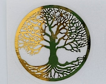 NEW Tree of Life Symbol transparent bright gold adhesive labels magic esoteric sticker